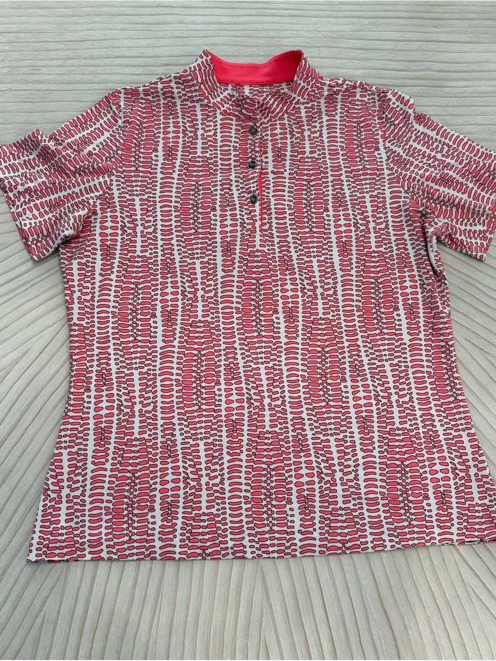 Tail Pink Patterned Short Sleeve Henley Top